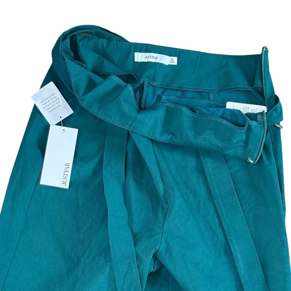 JustFab Dark Green/Teal High-Waist Paperbag Pants | Size XL | NWT - Picture 8 of 10
